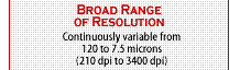 Broad range of resolution